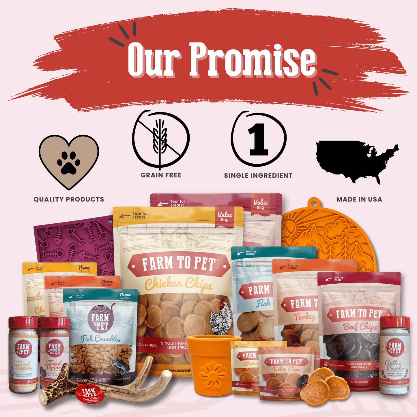 Farm to Pet Beef Dog Treats Snack Pack Our Promise – USA-Made Single Ingredient Training Treats