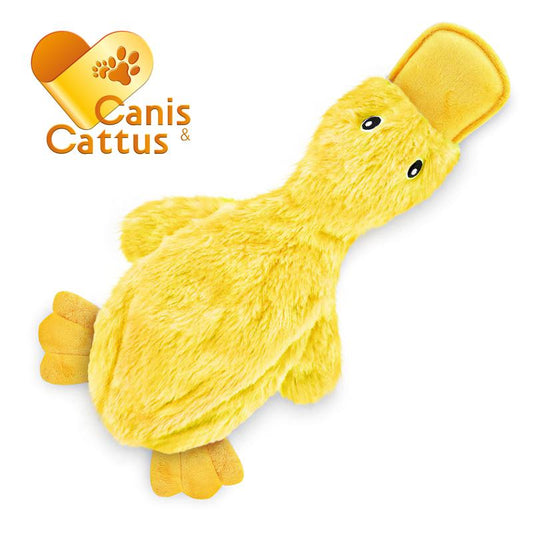 Canis&Cattus Yellow Fluffy Duck Toy for Small and Large Dogs Small Medium