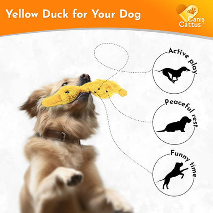 Canis&Cattus Yellow Fluffy Duck Toy for Small and Large Dogs Small Medium