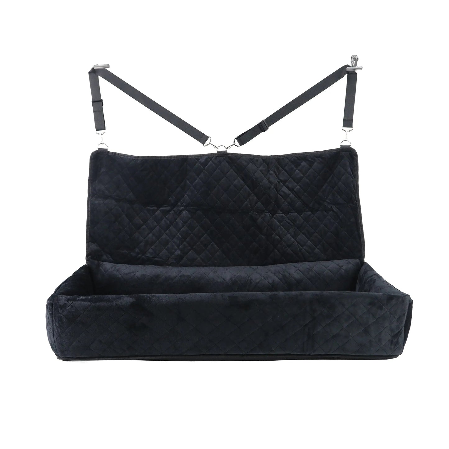 Huntley large dog car seat booster back seat bed black — pet travel safety seat with adjustable tethers for SUVs and trucks