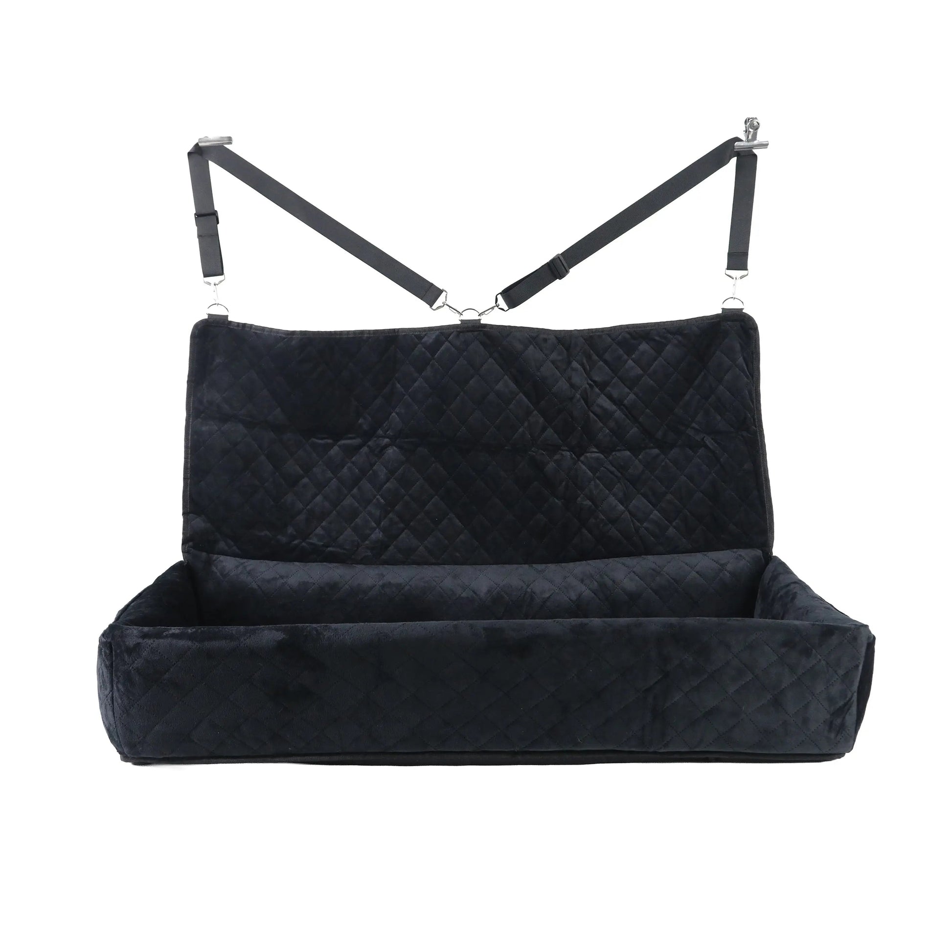 Huntley large dog car seat booster back seat bed black — pet travel safety seat with adjustable tethers for SUVs and trucks