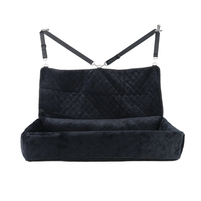 Huntley large dog car seat booster back seat bed black — pet travel safety seat with adjustable tethers for SUVs and trucks