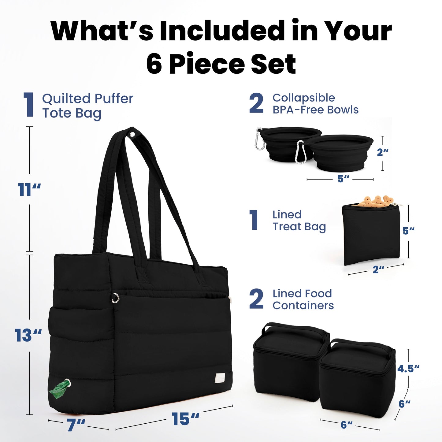 Rubyloo Puffer Dog Travel Bag interior pockets – 9 smart pockets for organized dog mom carry