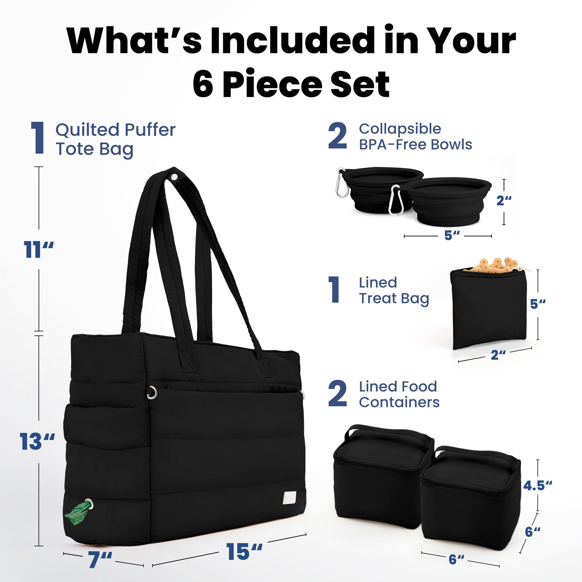 Rubyloo Puffer Dog Travel Bag interior pockets – 9 smart pockets for organized dog mom carry