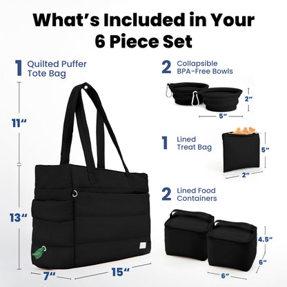 Rubyloo Puffer Dog Travel Bag interior pockets – 9 smart pockets for organized dog mom carry