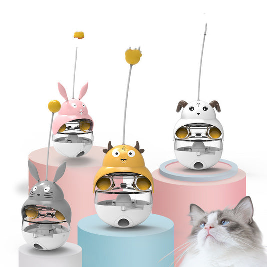Interactive Treat-Dispensing Cat Tumbler Toy: 4 Animal Shapes