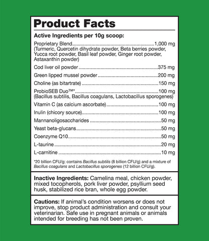 Total K9 by K9 Power supplement facts and ingredient label for adult dog multivitamin