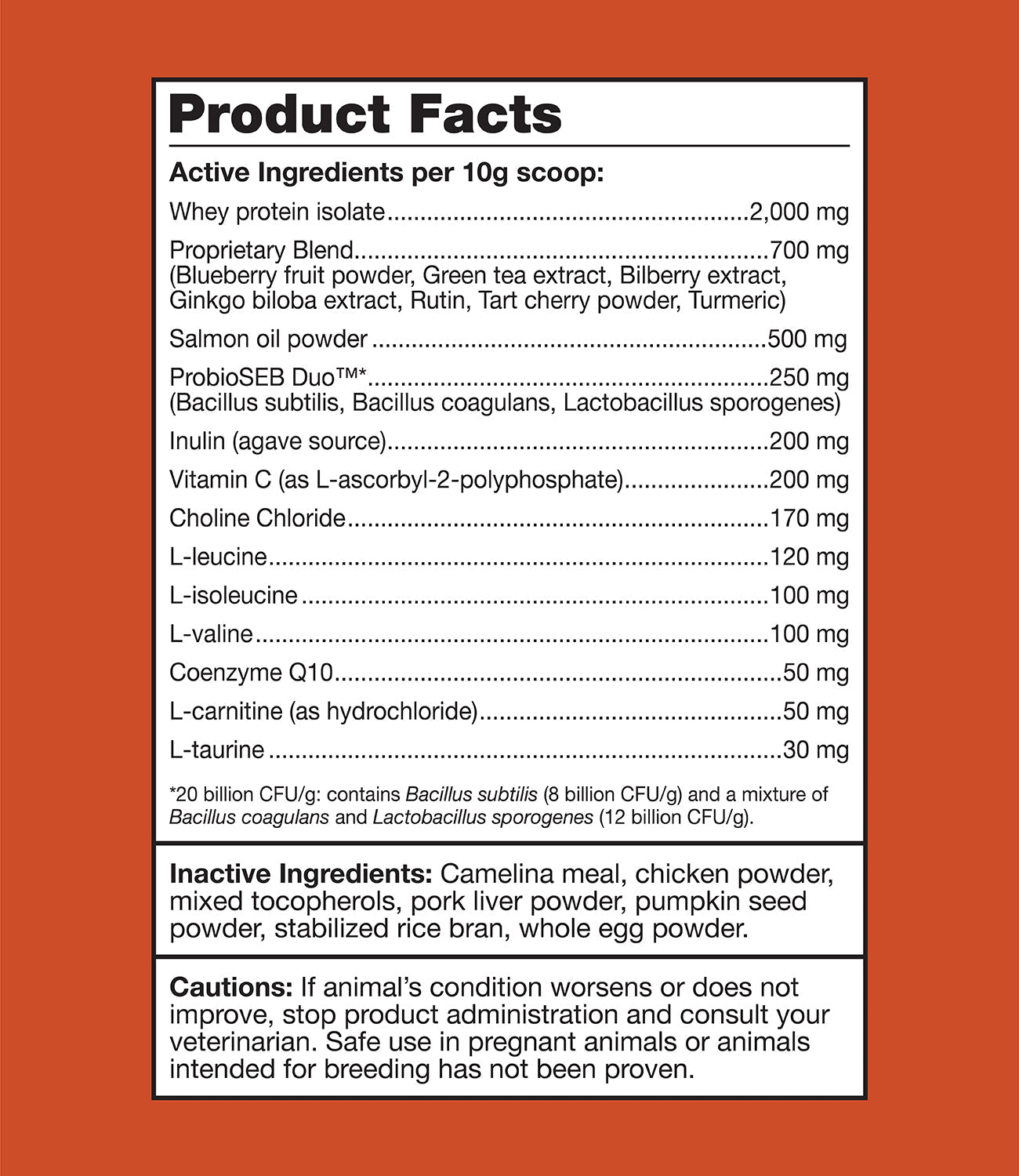 K9 Power Young At Heart supplement facts and ingredient label for senior dog supplement