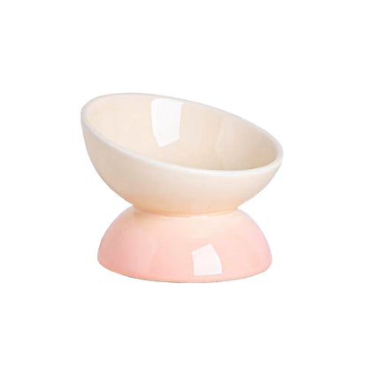 Ergonomic Ceramic Cat Bowl | Large Capacity Tilted Feeder | Wide Diameter Pet Dish
