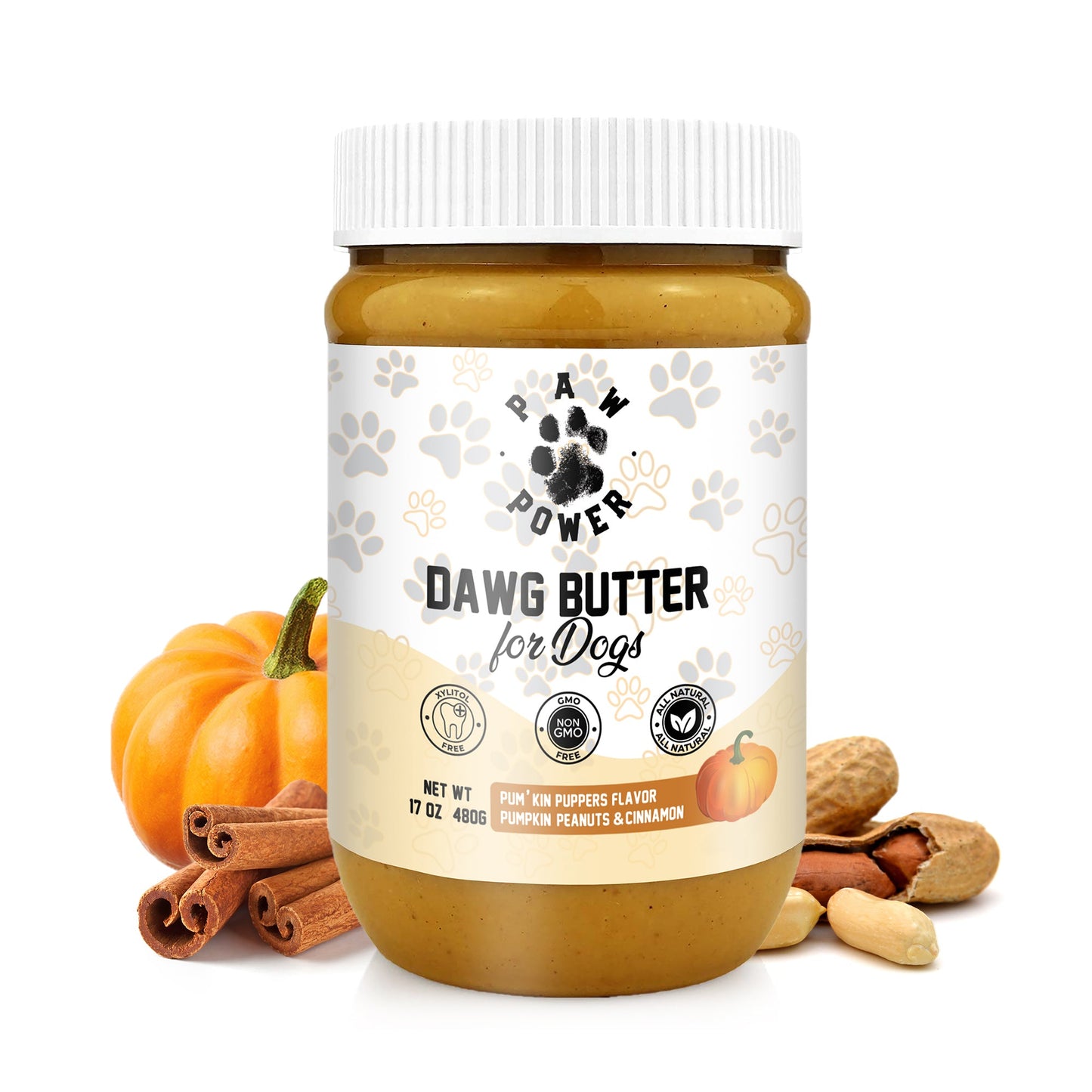 Dawg Butter Pum'kin Puppers main product image with pumpkin digestive support peanut butter for dogs