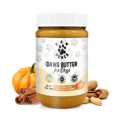 Dawg Butter Pum'kin Puppers main product image with pumpkin digestive support peanut butter for dogs