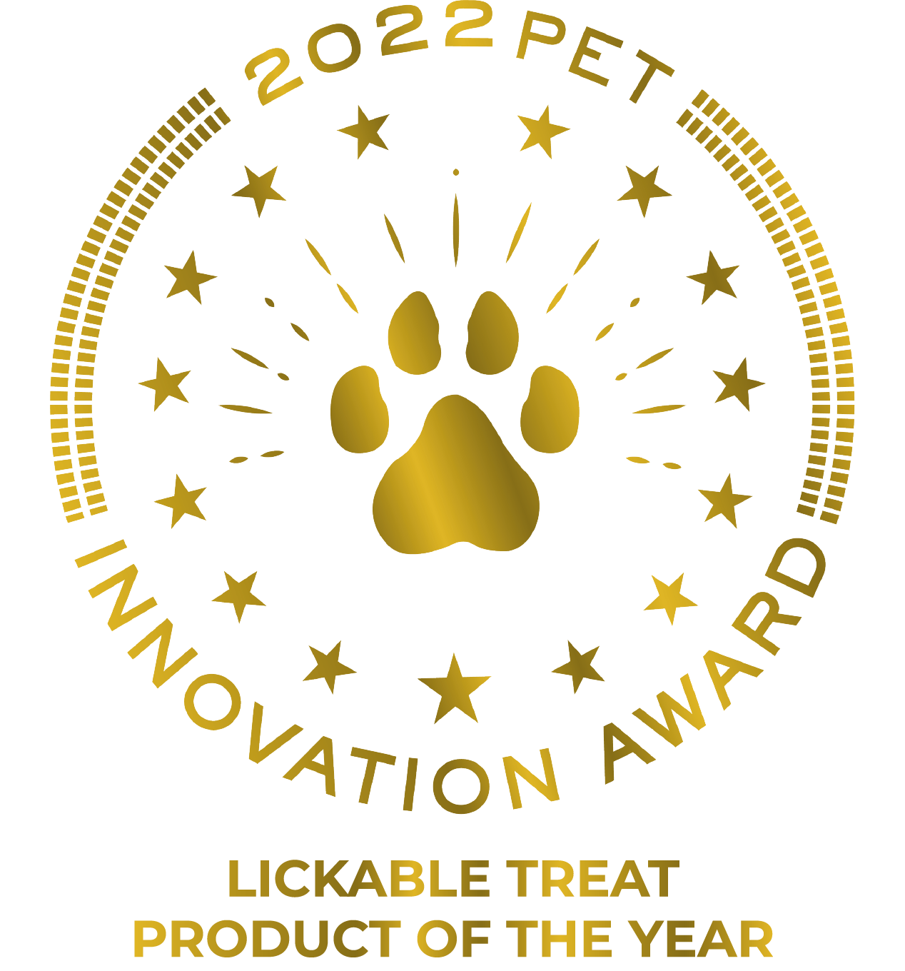 Pet Innovation Awards 2022 Lickable Treat Product of the Year badge for Paw Power Nutrition Dawg Butter Original