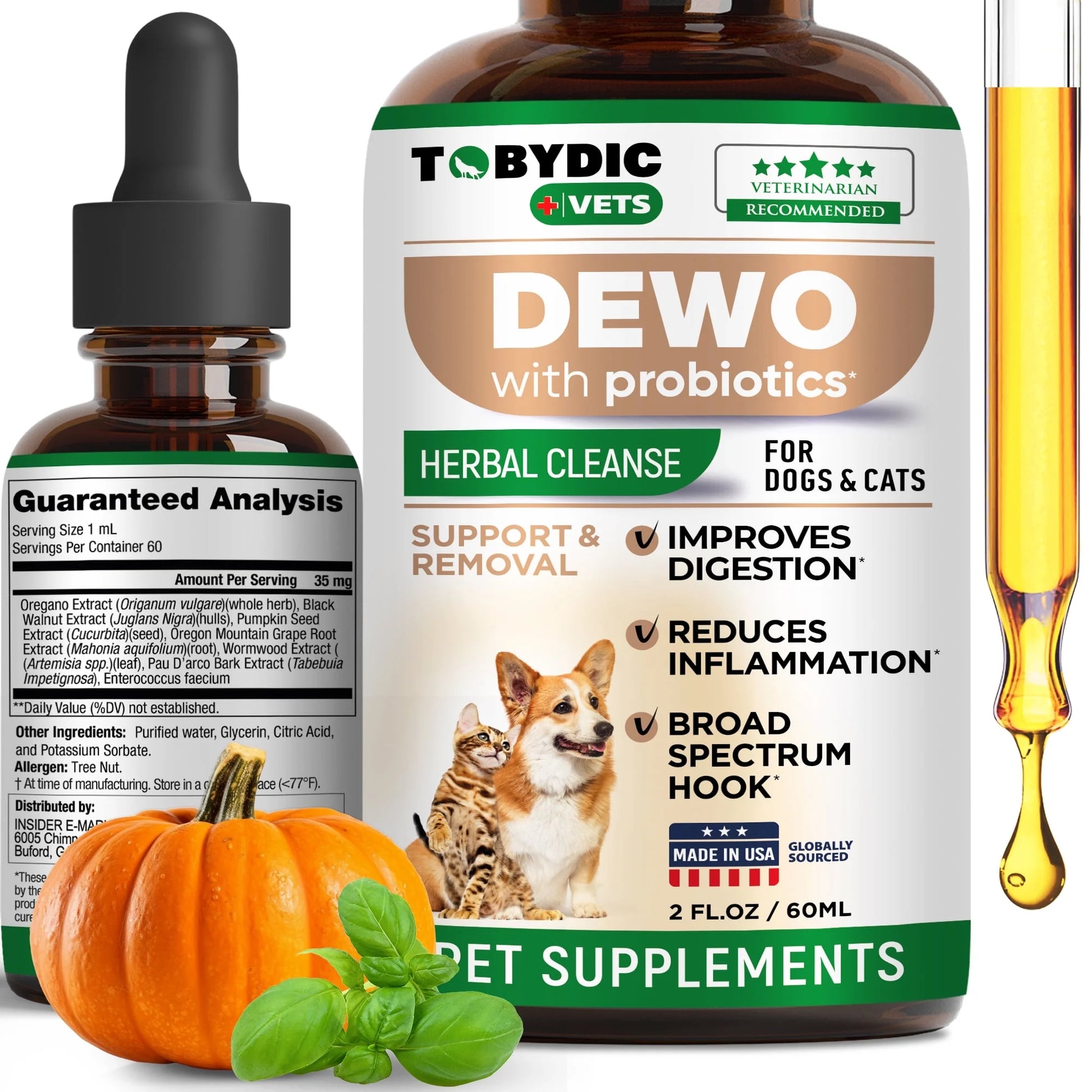 Vet-crafted pet wellness drops: Probiotic blend for digestion & immunity. USA-made, all-natural. Easy to use for dogs & cats of all sizes.