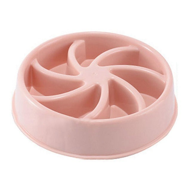 Pink Pinwheel Slow Feeder Dog Bowl | Anti-Gulp Puzzle Dish | Eco-Friendly Pet Food Maze
