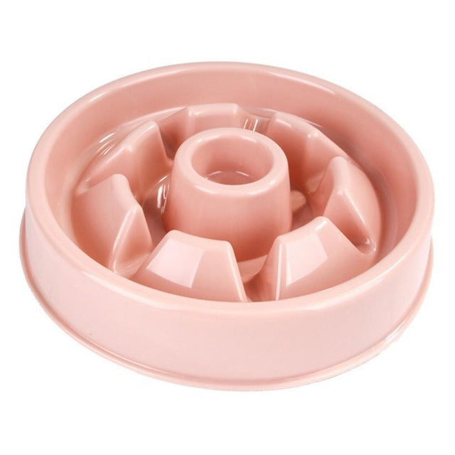 Pink Slow Feeder Dog Bowl | Anti-Gulp Puzzle Dish | Eco-Friendly Pet Food Maze
