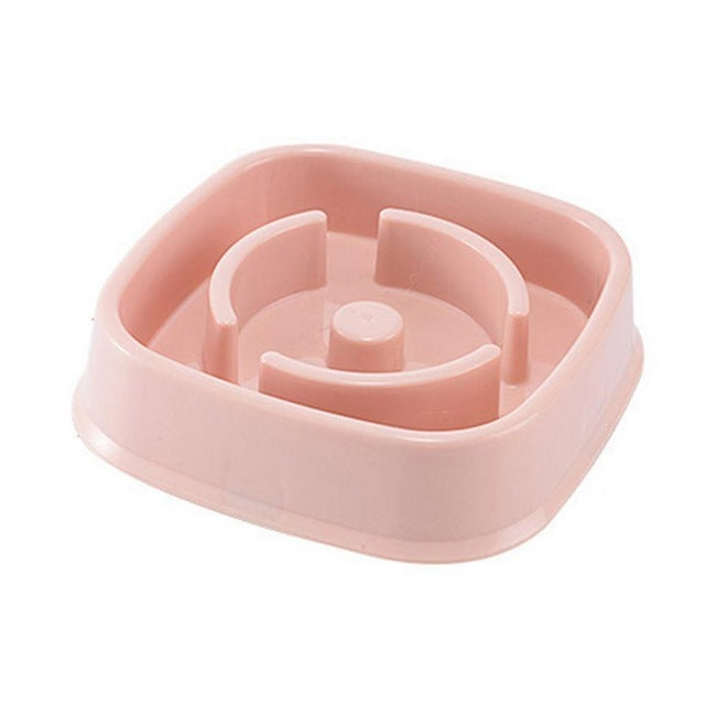 Pink Slow Feeder Dog Bowl | Anti-Gulp Puzzle Dish | Eco-Friendly Pet Food Maze