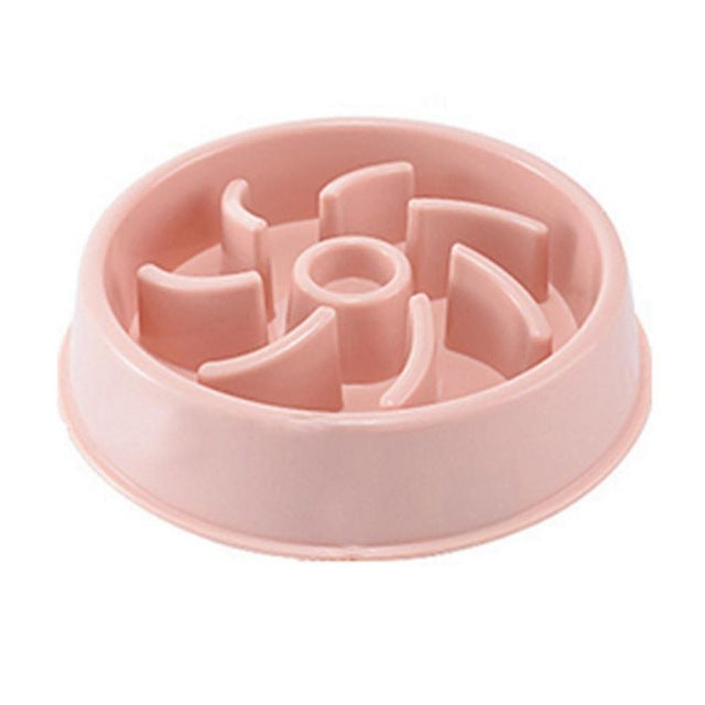 Pink Slow Feeder Dog Bowl | Anti-Gulp Puzzle Dish | Eco-Friendly Pet Food Maze