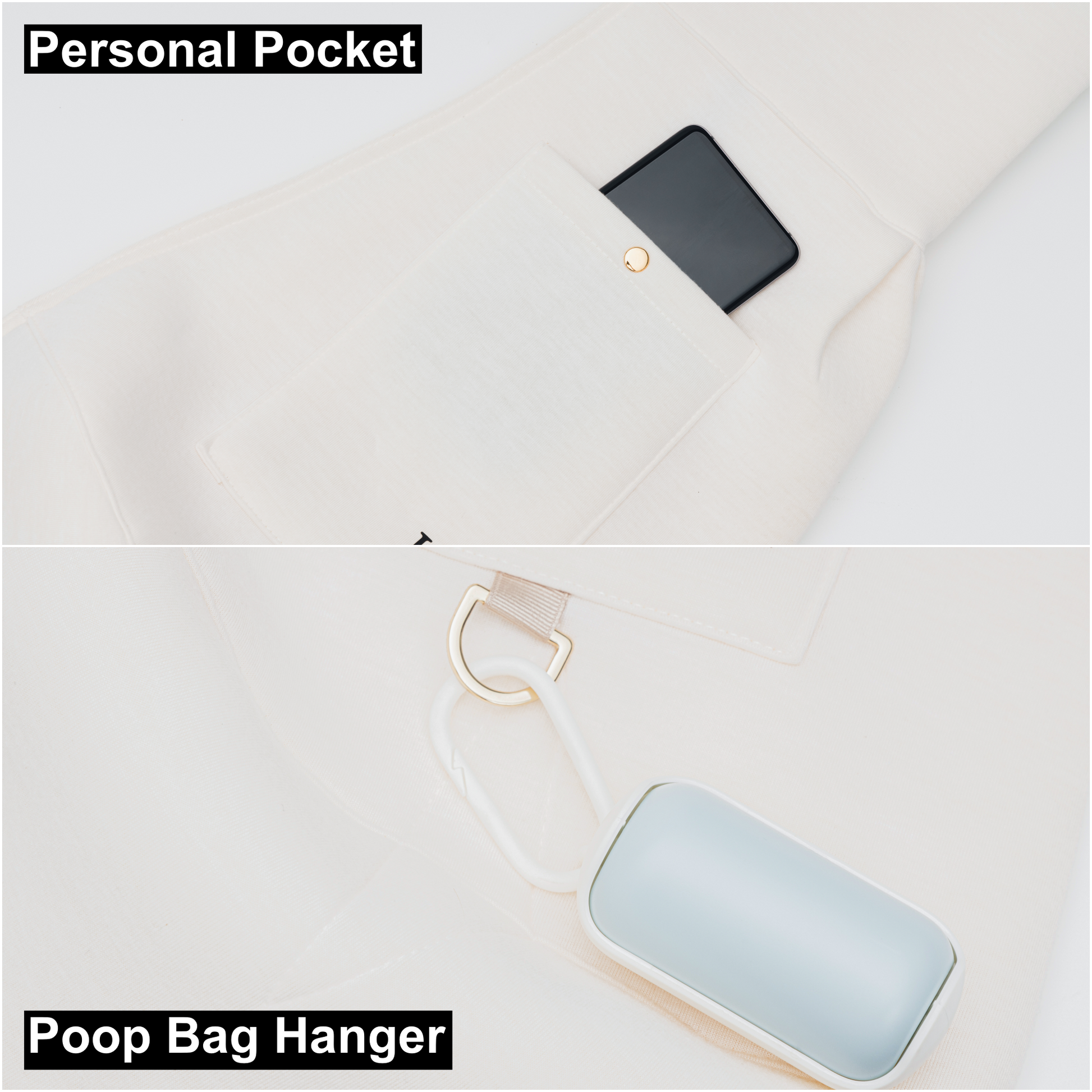 Poop Bag Holder and Personal Pocket Pet Sling Carrier Secure Stylish Travel for Small