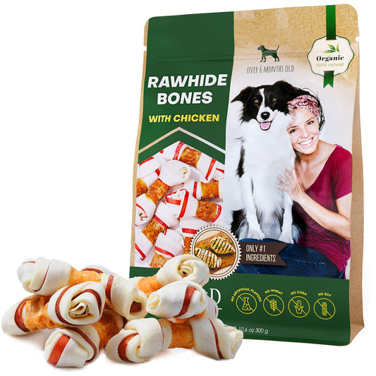 Rawhide Bones with Real Chicken – High-Protein Dog Chews for Healthy Teeth