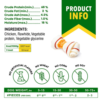 Rawhide Bones with Real Chicken – High-Protein Dog Chews for Healthy Teeth