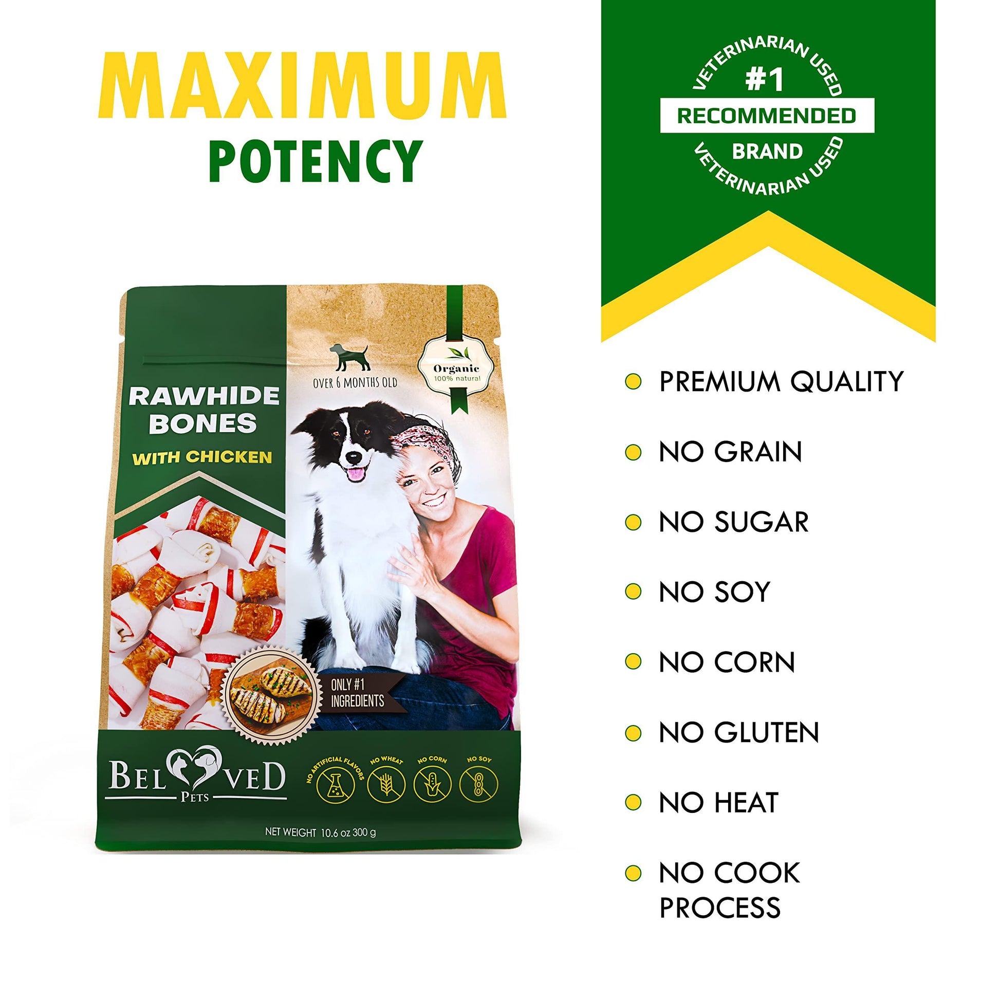 Rawhide Bones with Real Chicken – High-Protein Dog Chews for Healthy Teeth