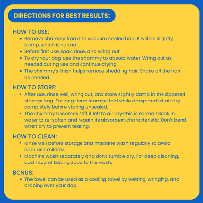 Dog Drying Shammy Towel – Rapid Dry Technology, 2x Faster Than Cotton