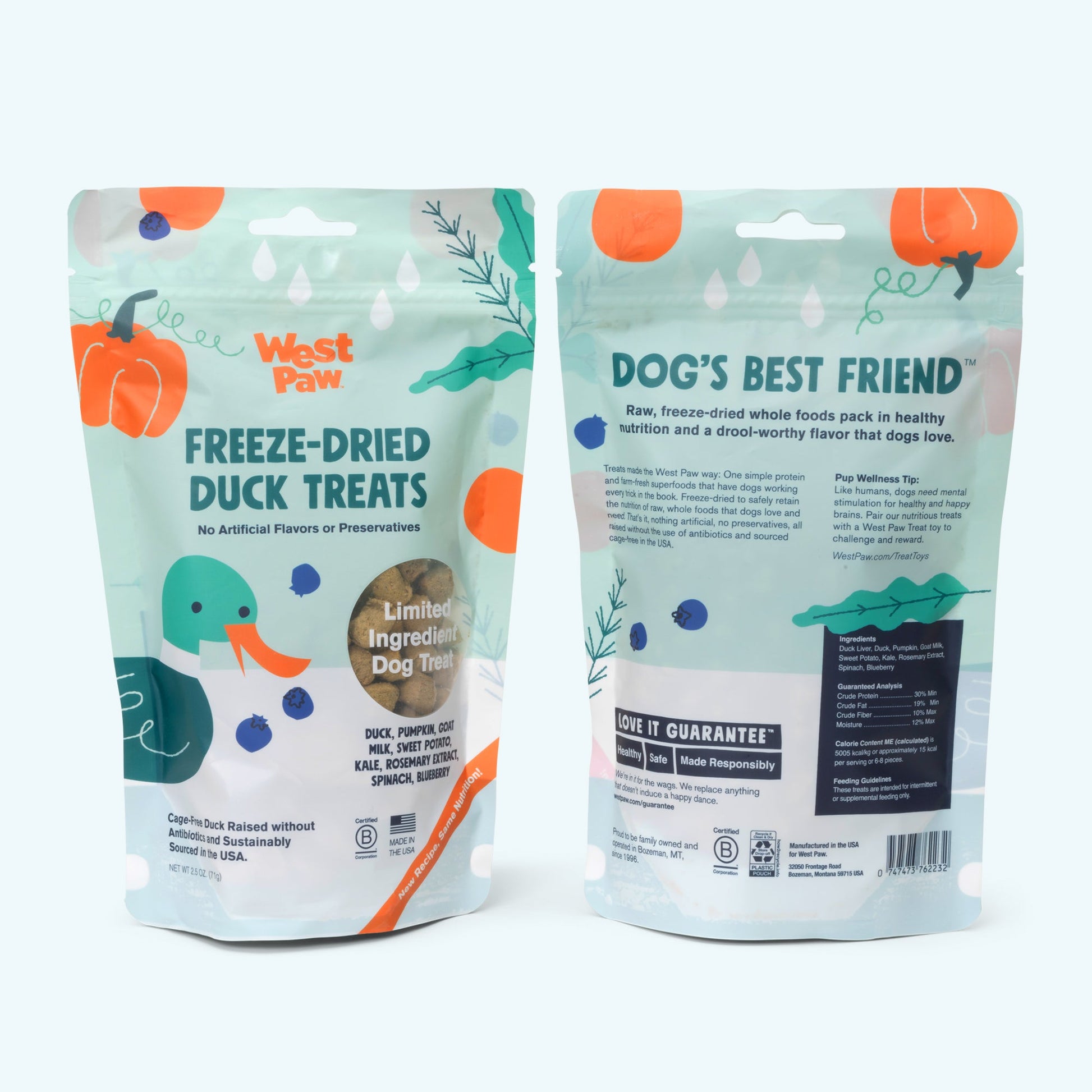 West Paw Freeze-Dried Duck Raw Dog Treats with Probiotic Goat Milk Close Up