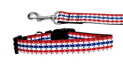 Stars and Stripes American flag nylon dog collar – handmade in USA by American Leashworks