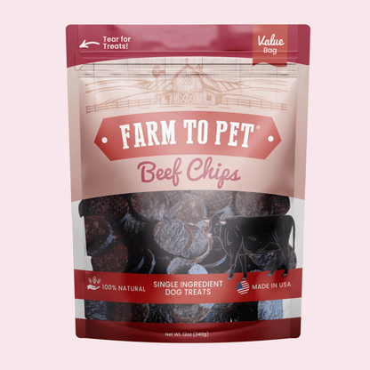 Beef chips for dogs 12oz value bag single-ingredient human-grade front bag