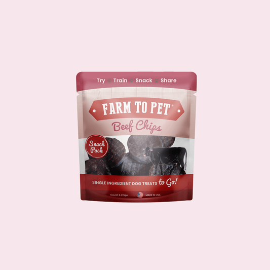 Beef chips snack pack for dogs portable single-ingredient training treats front bag