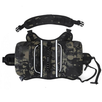 Gear up for adventure with our comfortable and reliable dog hiking backpack! This durable and waterproof design features a stylish camouflage color and is built for convenience with multiple pockets for essentials and breathable mesh to keep your furry friend cool on the trail. Perfect for hiking, camping, or travel, and with a reflective design for added visibility and safety, it’s the ideal companion for any outdoor excursion. Available in sizes for small and large breeds.