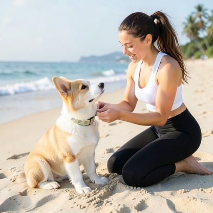 Step up your pup's style with our hedgehog print small dog collar, perfect for the adventurous Corgi or any small breed. Featuring a whimsical hedgehog and floral design on a soft green background, this adjustable collar is both durable and stylish for trips to the beach or everyday walks.