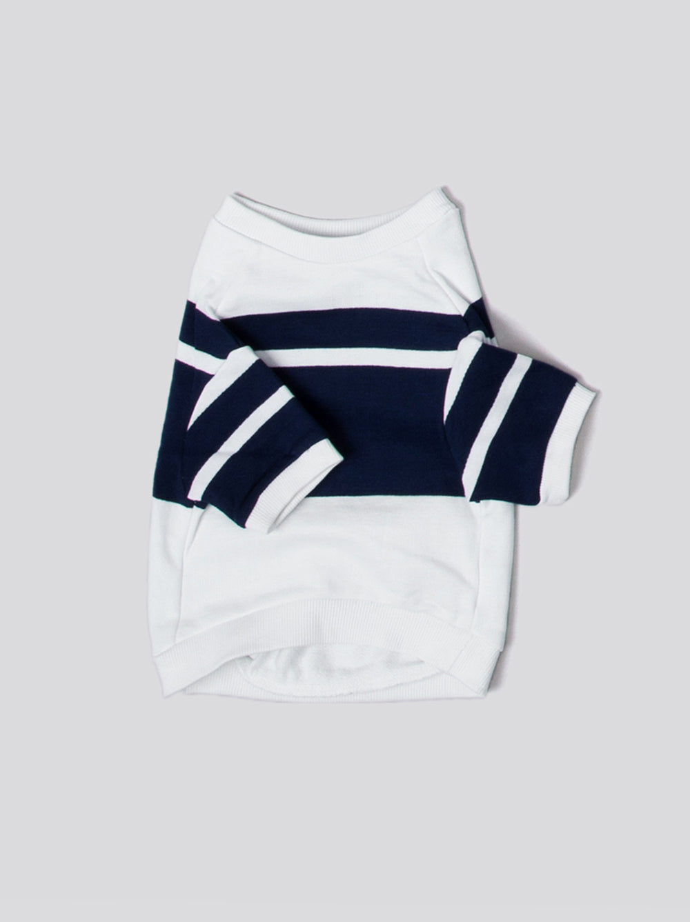 Newport Pullover dog side view – classic two-tone stripe Good Thomas French Terry