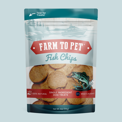 Fish chips for dogs 4oz wild-caught Lake Erie walleye single-ingredient front bag