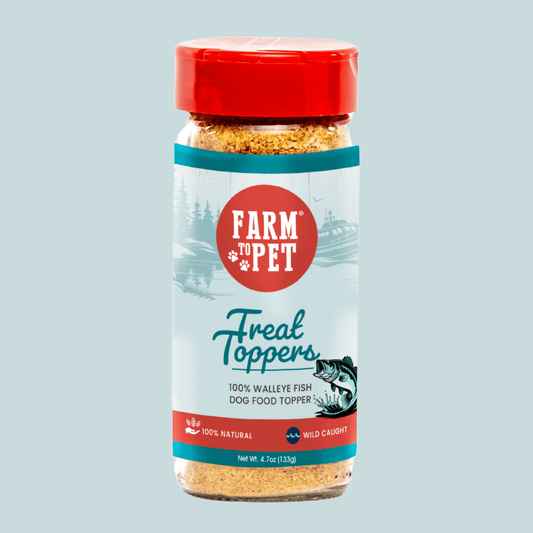 Farm To Pet omega-3 walleye fish dog food topper single-ingredient front bag
