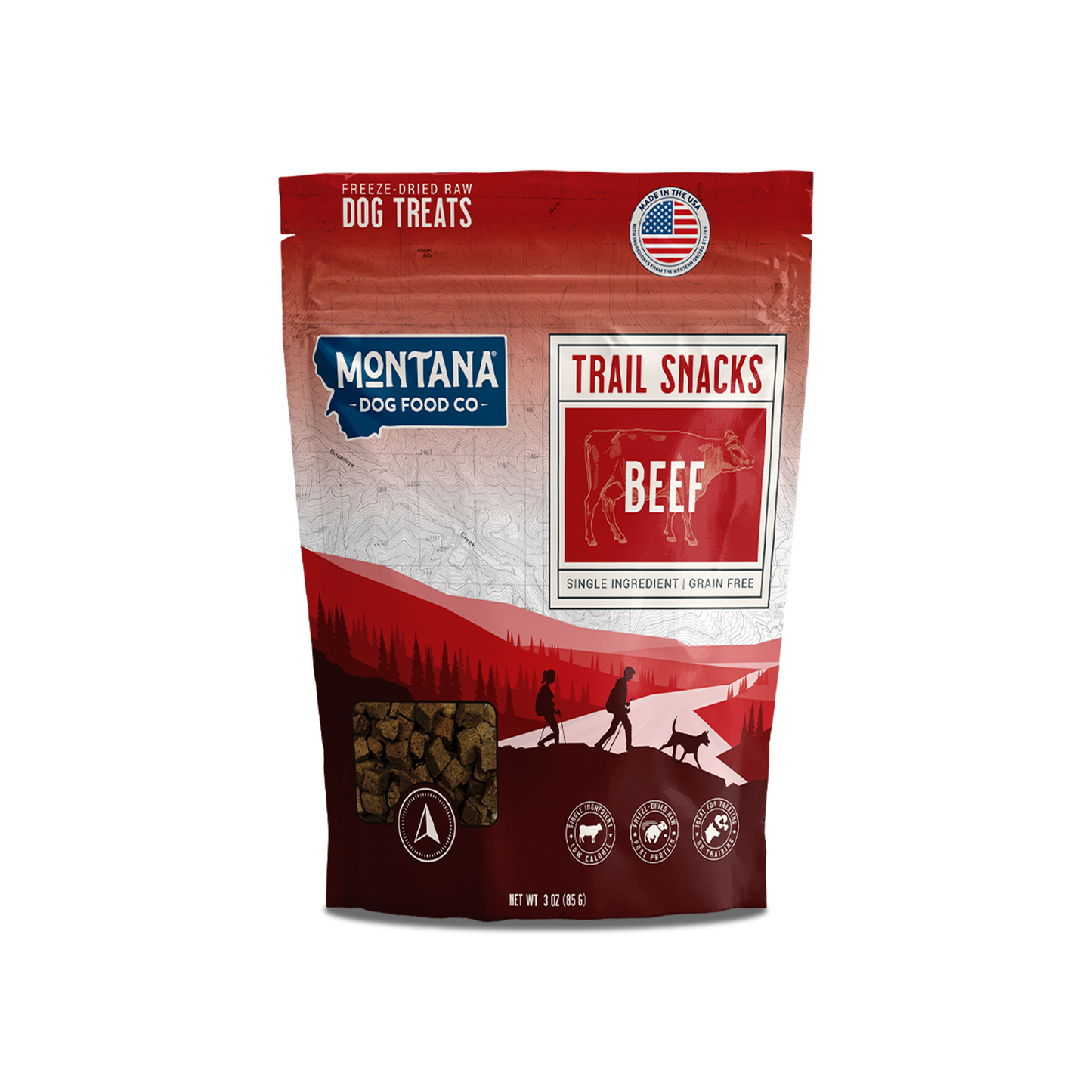 Montana Dog Food Co freeze-dried beef heart dog treats 3oz taurine-rich trail snacks