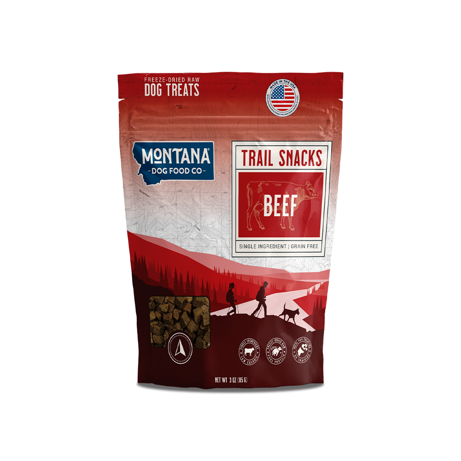 Montana Dog Food Co freeze-dried beef heart dog treats 3oz taurine-rich trail snacks