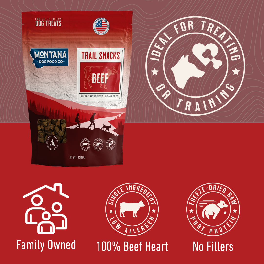 Beef heart freeze-dried dog treat highlights featuring taurine and CoQ10 organ meat nutrition