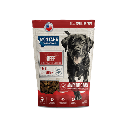 Montana Dog Food Co grain-free raw beef dog food Adventure Fuel bag for active dogs
