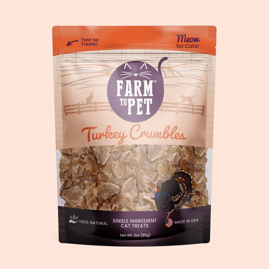 Farm To Pet grain-free turkey crumbles for cats single-ingredient front bag