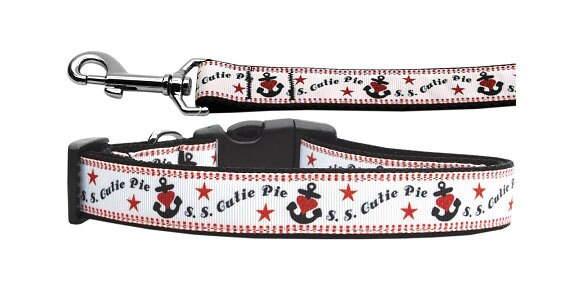 S.S. Cutie Pie patriotic nylon dog collar – handmade in USA by American Leashworks