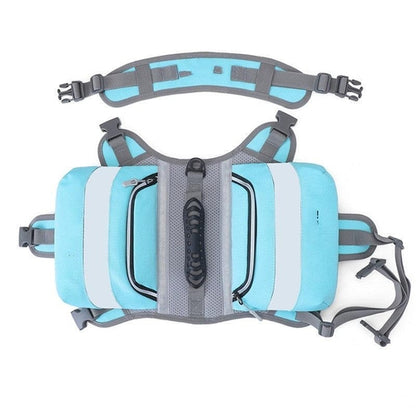 Gear up for adventure with our durable and waterproof dog hiking backpack! Available in a stylish light blue and gray color, this backpack is designed for comfort and convenience. It features multiple pockets for essentials and breathable mesh to keep your furry friend cool on the trail. Perfect for hiking, camping, or travel, it’s the ideal companion for any outdoor excursion. Available in sizes for small and large breeds.