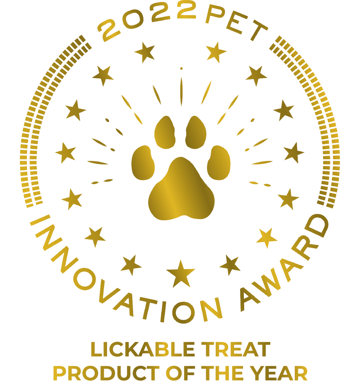Pet Innovation Awards 2022 Lickable Treat Product of the Year badge for Paw Power Nutrition Dawg Butter