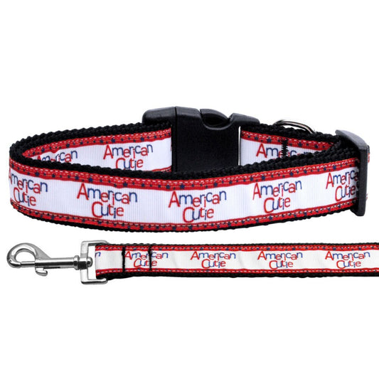 American Cutie patriotic nylon dog collar – charming ribbon design, handmade in USA