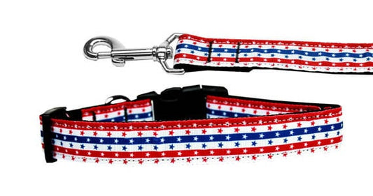 Stars and Stripes American flag nylon dog collar – handmade in USA by American Leashworks