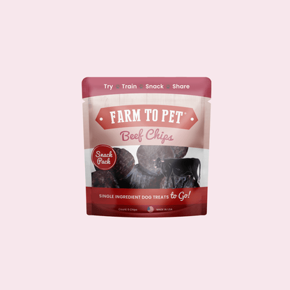 Beef chips snack pack for dogs portable single-ingredient training treats front bag