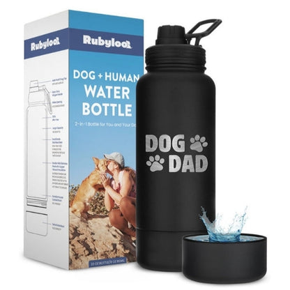 Rubyloo dog and human water bottle – Dog Dad design main product shot