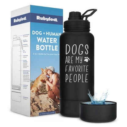 Dog + Human Water Bottle with Detachable Dog Bowl – Hiking & Travel | Rubyloo