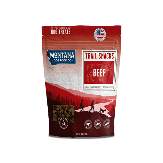 Montana Dog Food Co freeze-dried beef heart dog treats 3oz taurine-rich trail snacks