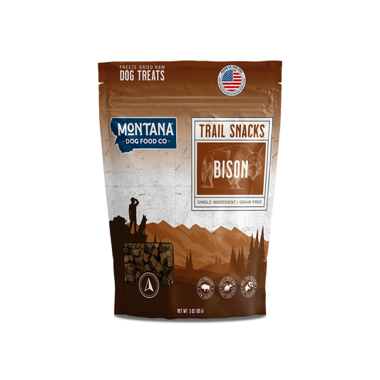 Montana Dog Food Co freeze-dried bison liver dog treats 3oz novel protein trail snacks